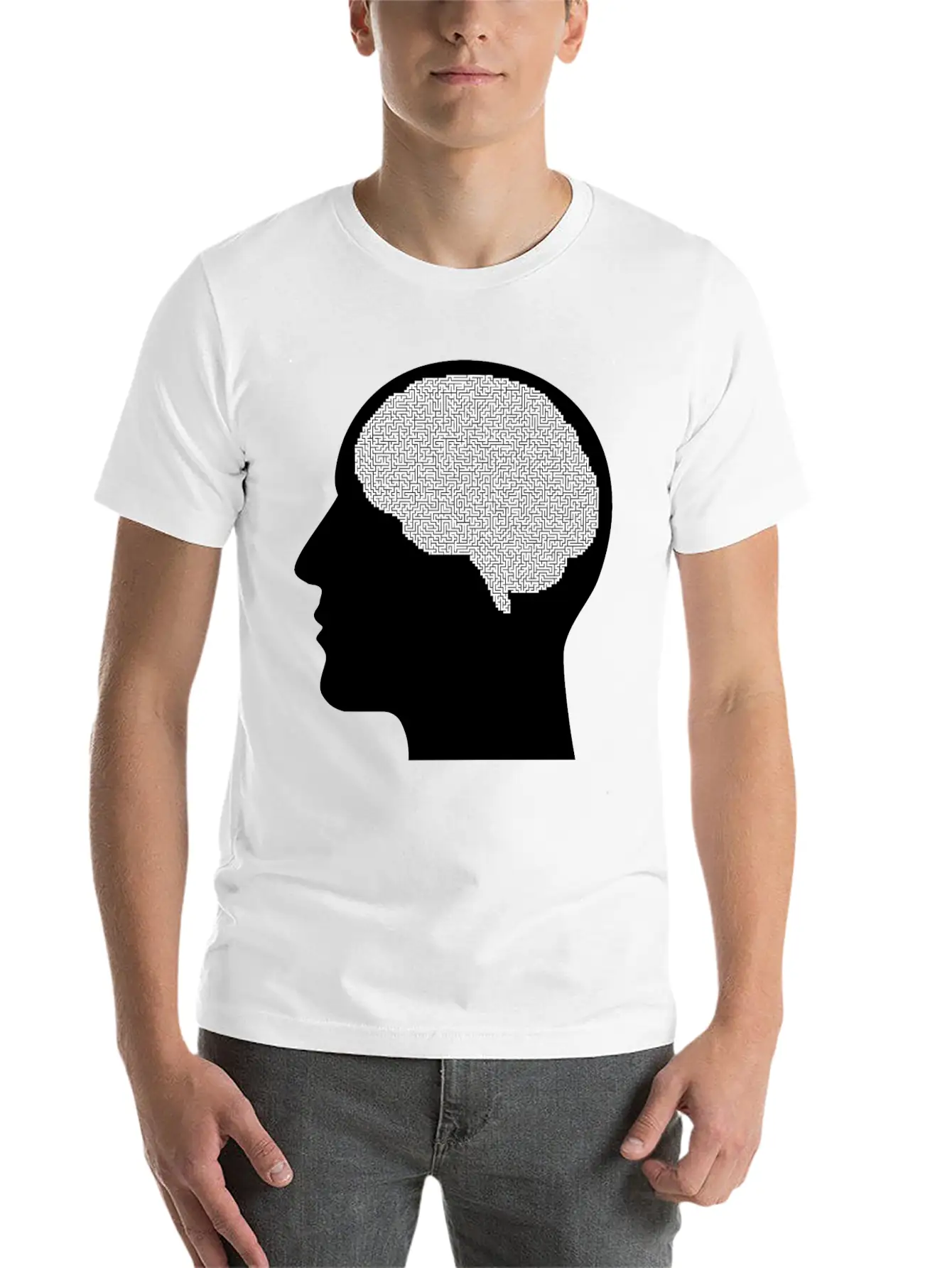 Brain Maze Man Silhouette Unisex Casual T-Shirt – Clean Design For Daily Comfort