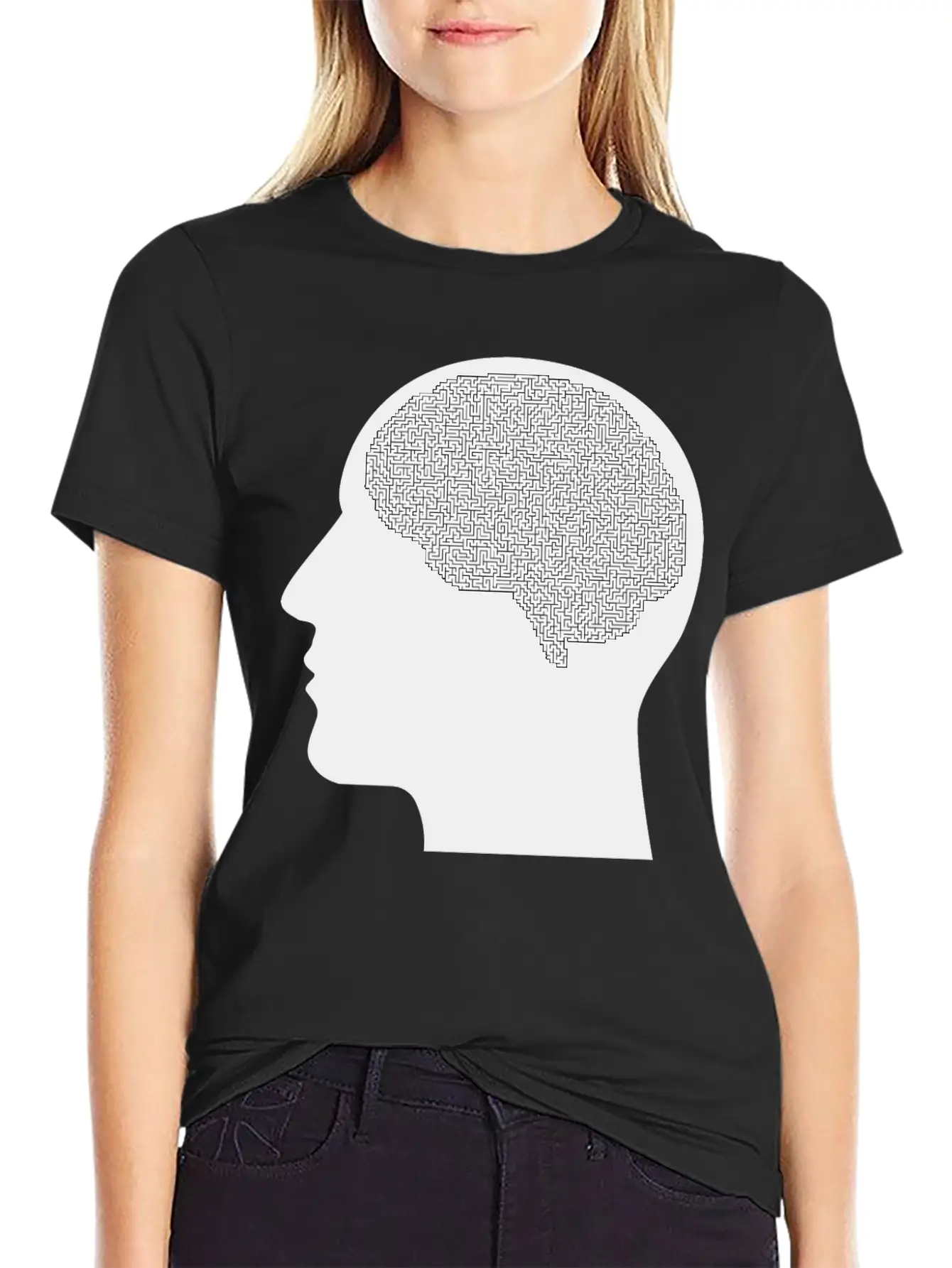 Brain Maze Man Silhouette Unisex Casual T-Shirt – Clean Design For Daily Comfort