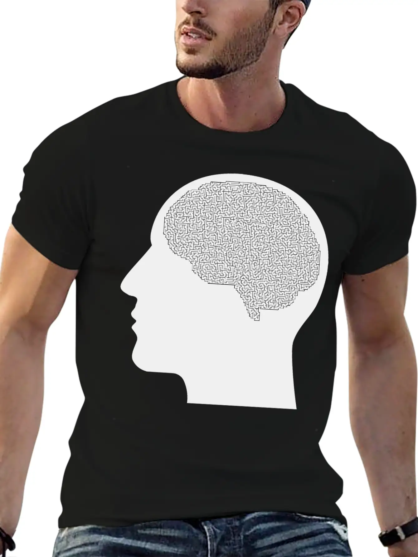 Brain Maze Man Silhouette Unisex Casual T-Shirt – Clean Design For Daily Comfort