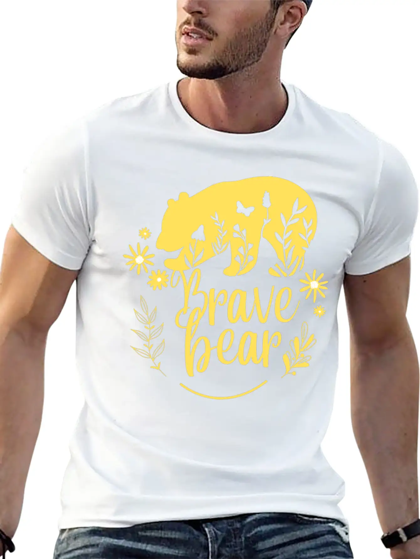 BRAVE BEAR Unisex Casual T-Shirt – Clean Design For Daily Comfort