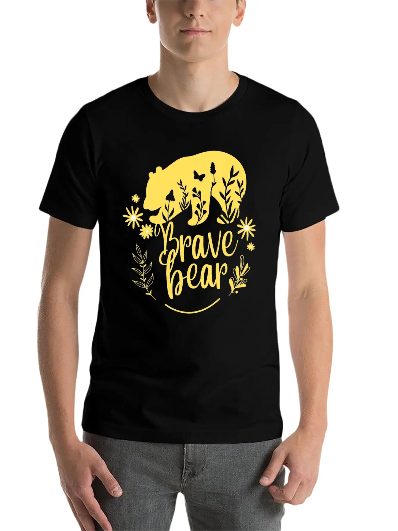 BRAVE BEAR Unisex Casual T-Shirt – Clean Design For Daily Comfort