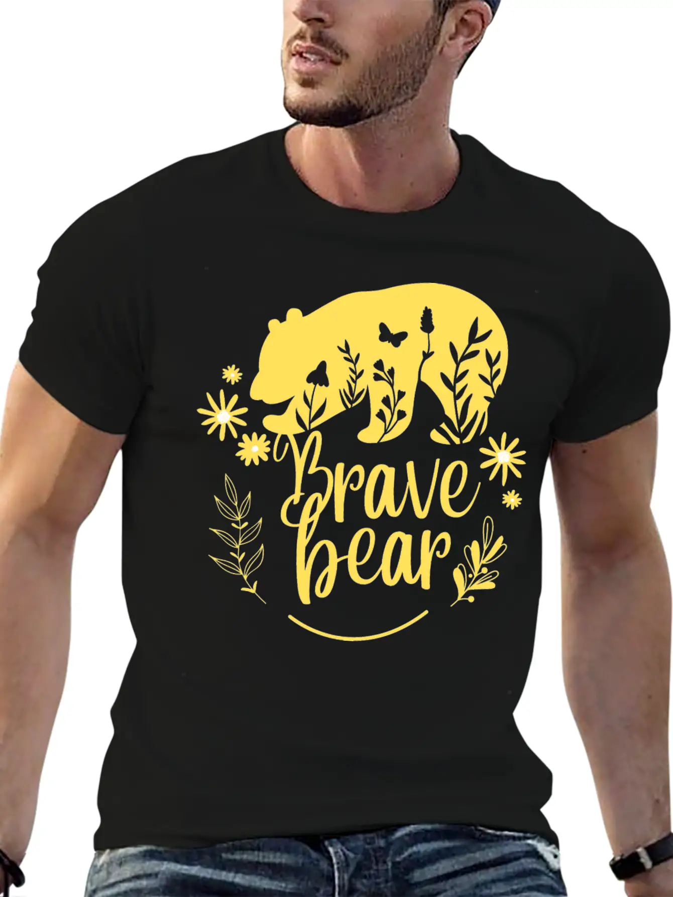BRAVE BEAR Unisex Casual T-Shirt – Clean Design For Daily Comfort