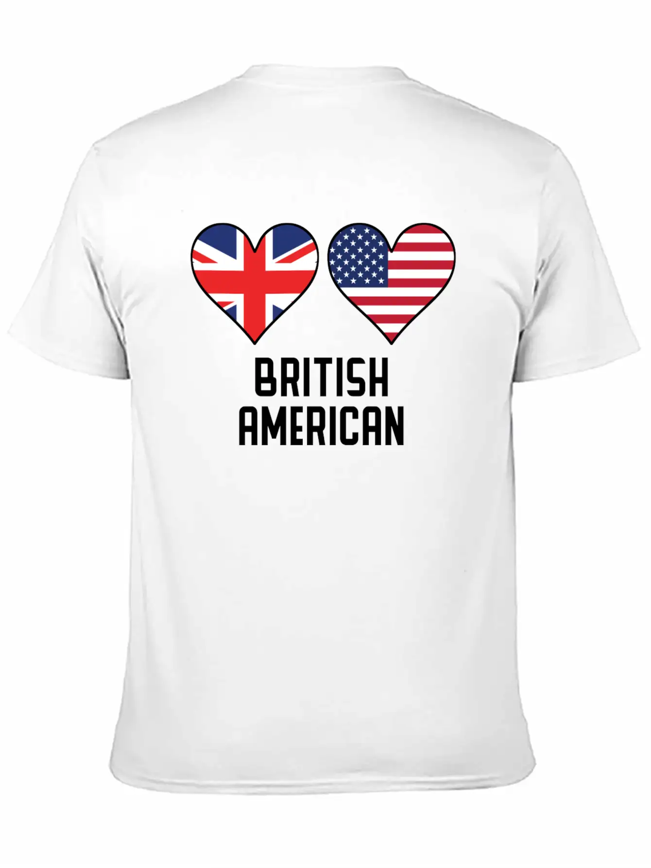 British American Heart Flags Unisex Casual T-Shirt – Clean Design For Daily Comfort