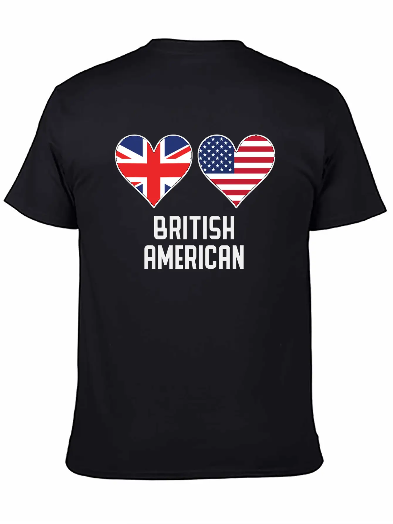 British American Heart Flags Unisex Casual T-Shirt – Clean Design For Daily Comfort