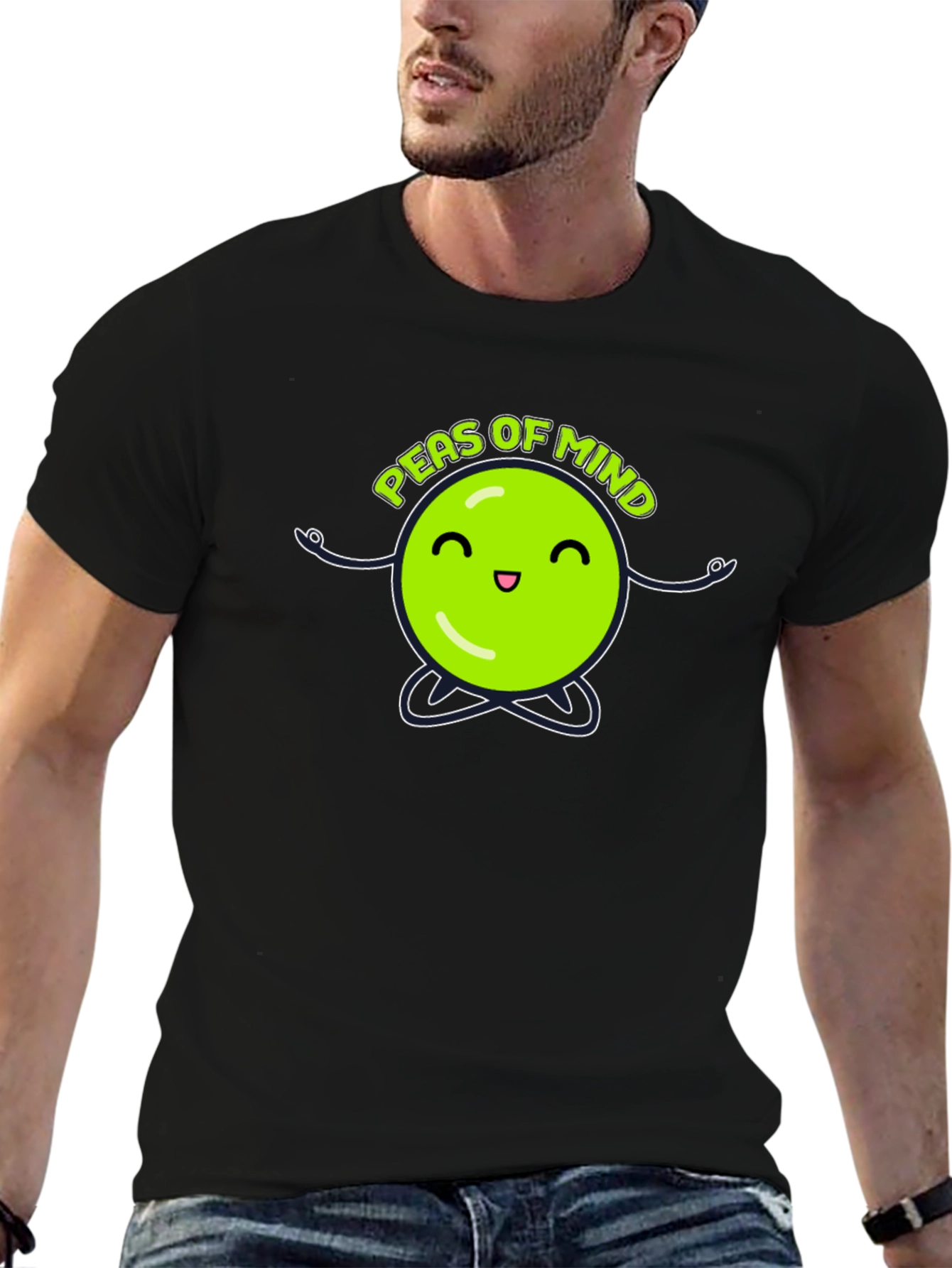 Peas of Mind Black Graphic T-Shirt