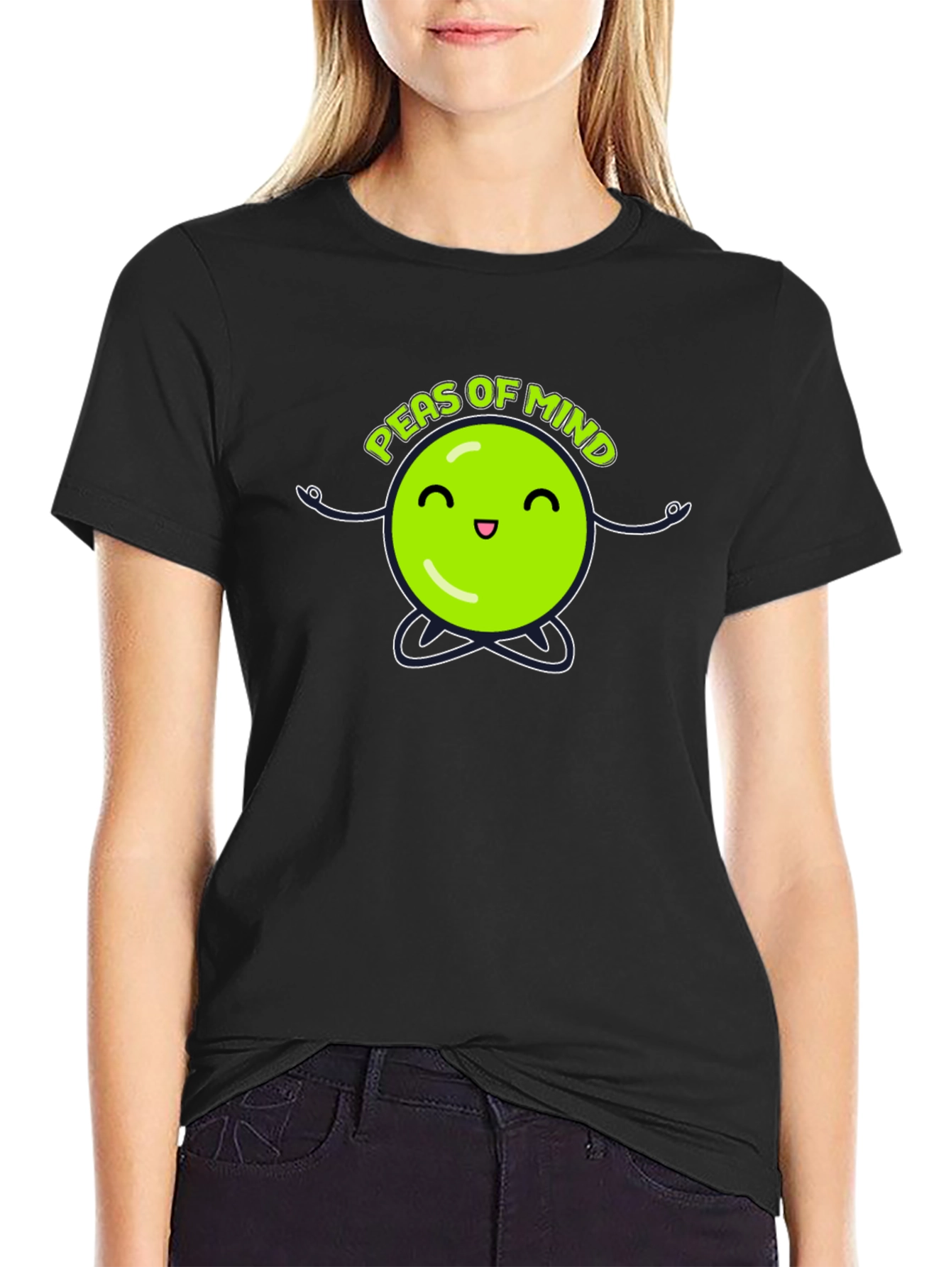 Peas of Mind Black Graphic T-Shirt