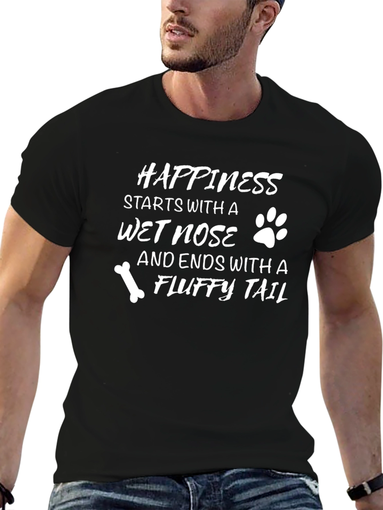 Happiness Dog Lover Black T-Shirt