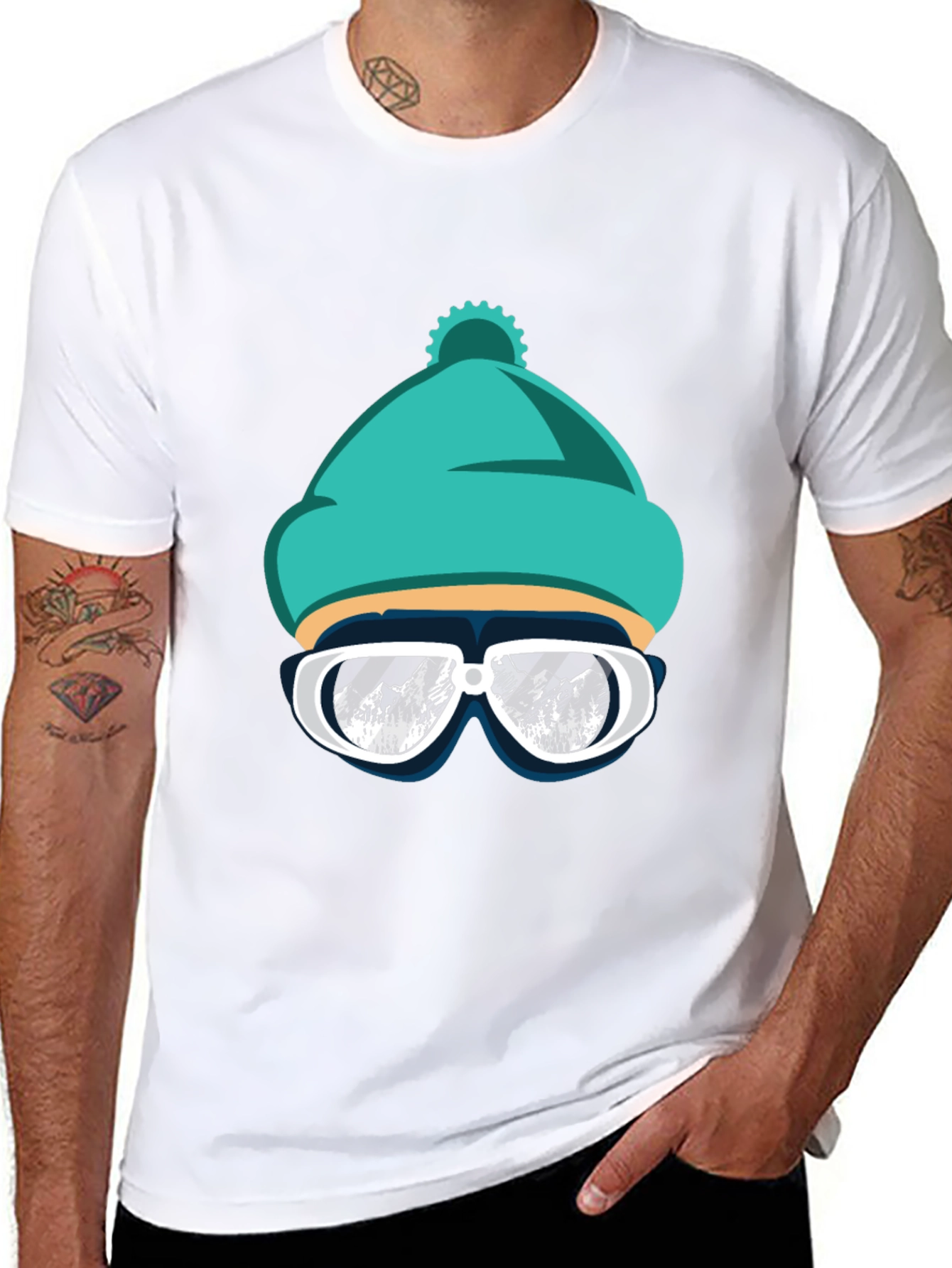 Cool Winter Ski Beanie T-Shirt
