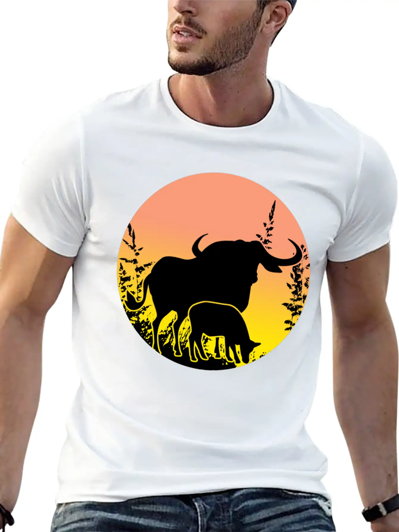 Buffalo - Sunset Africa Safari Unisex Casual T-Shirt – Clean Design For Daily Comfort