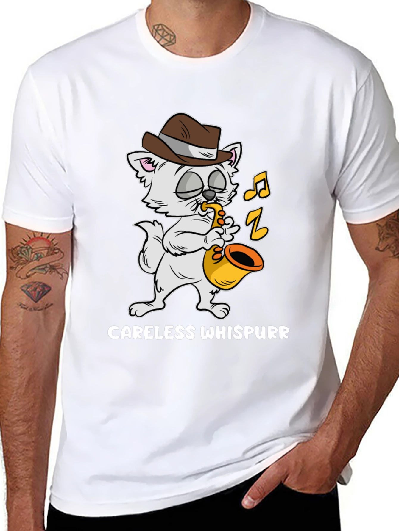 Careless Whispurr Cat Saxophone T-Shirt