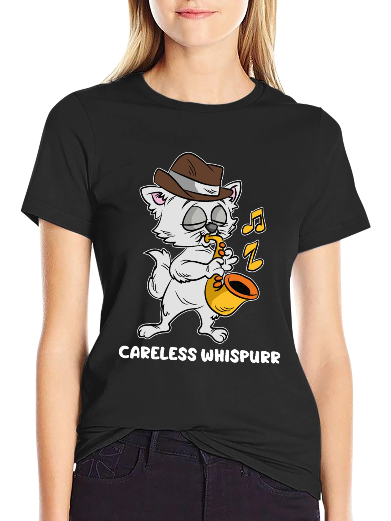 Careless Whispurr Cat Saxophone T-Shirt