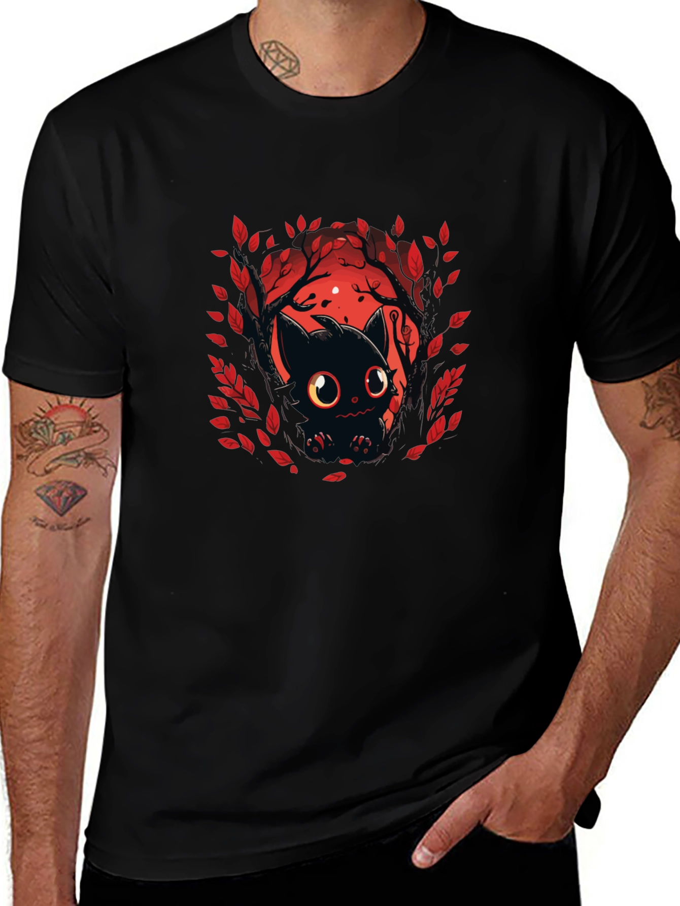 Cute Black Cat T-Shirt - Halloween Design