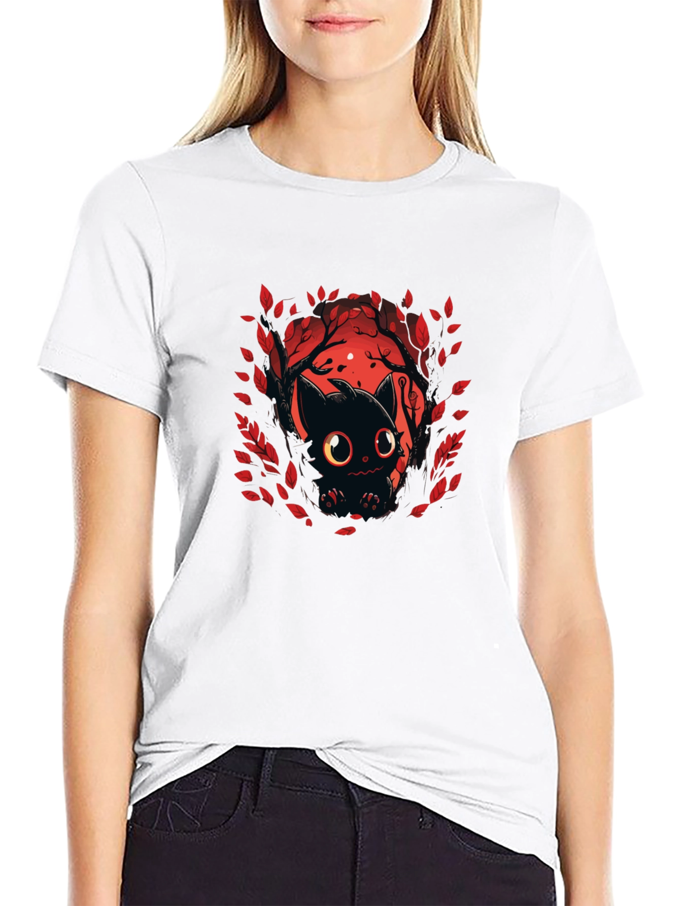 Cute Black Cat T-Shirt - Halloween Design