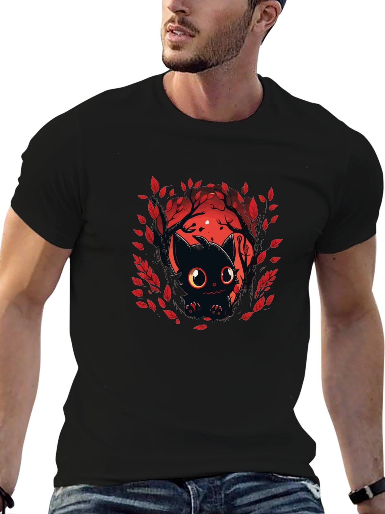 Cute Black Cat T-Shirt - Halloween Design