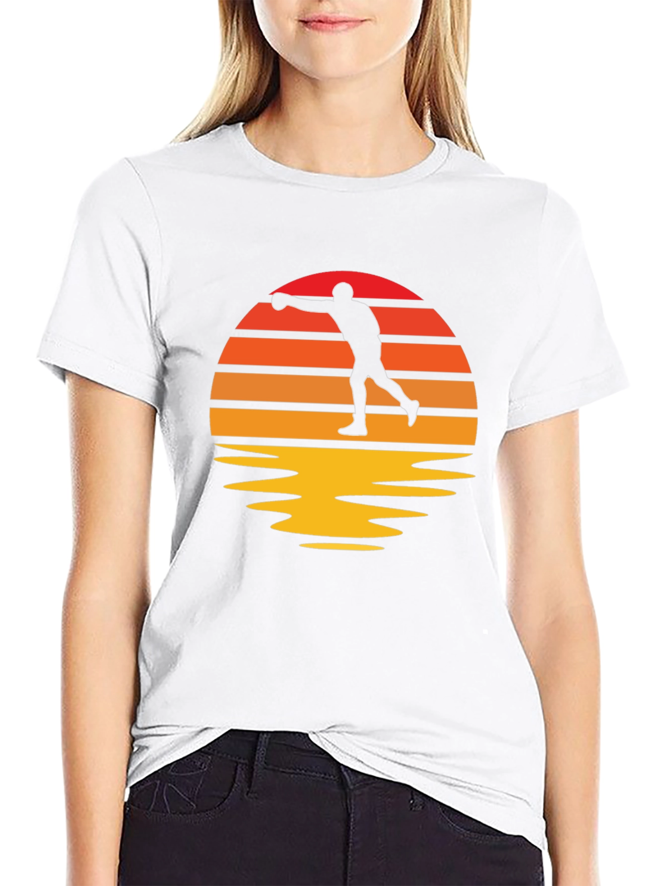 Retro Sunset Bowling Strike T-Shirt