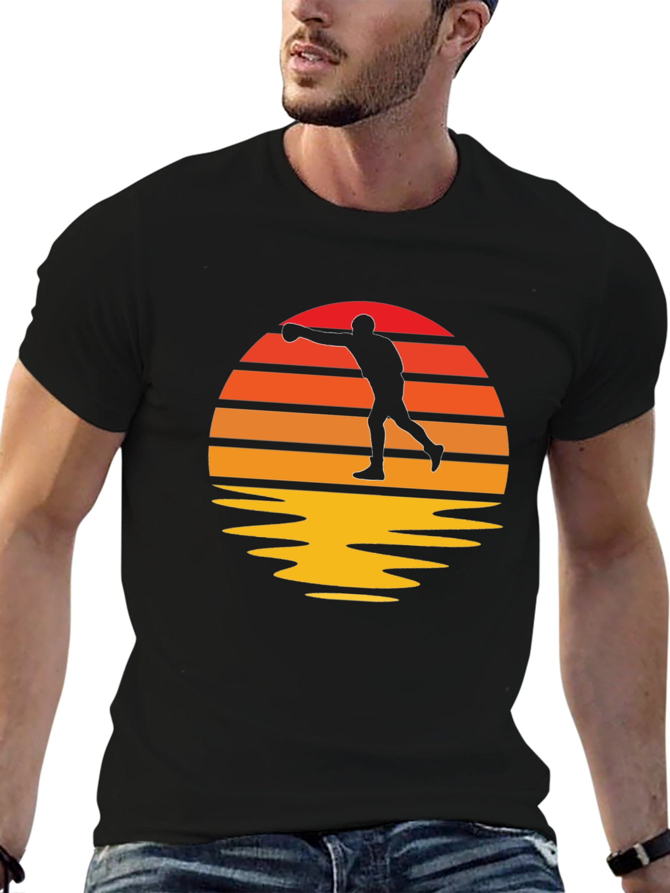 Retro Sunset Bowling Strike T-Shirt