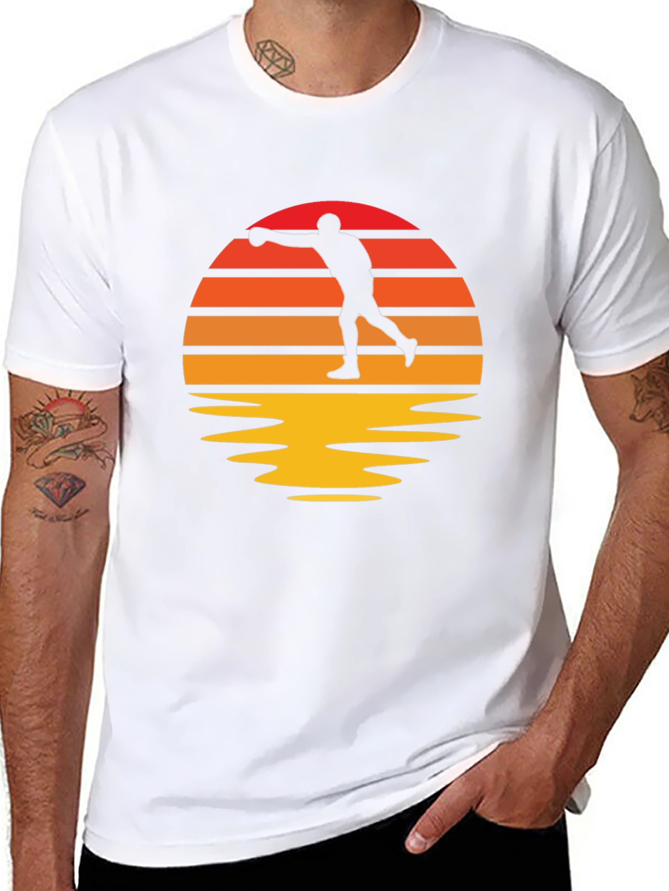 Retro Sunset Bowling Strike T-Shirt