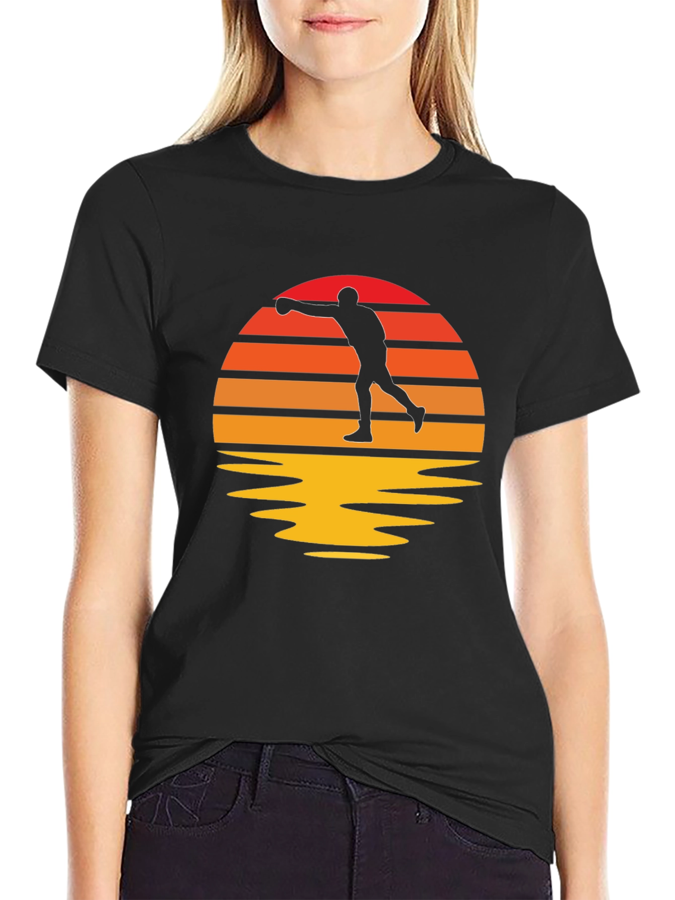 Retro Sunset Bowling Strike T-Shirt