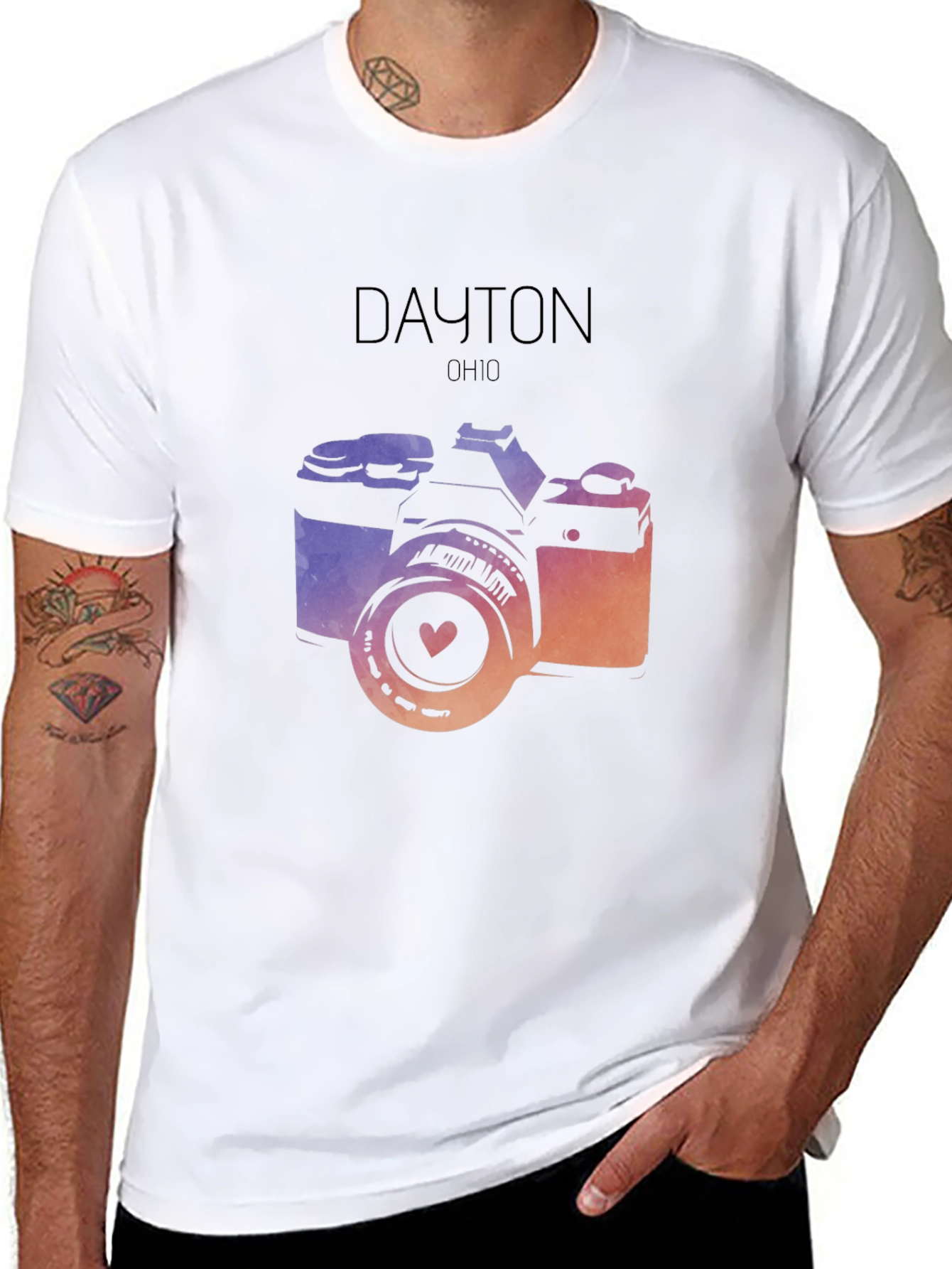 Dayton Ohio Camera Graphic Black T-Shirt