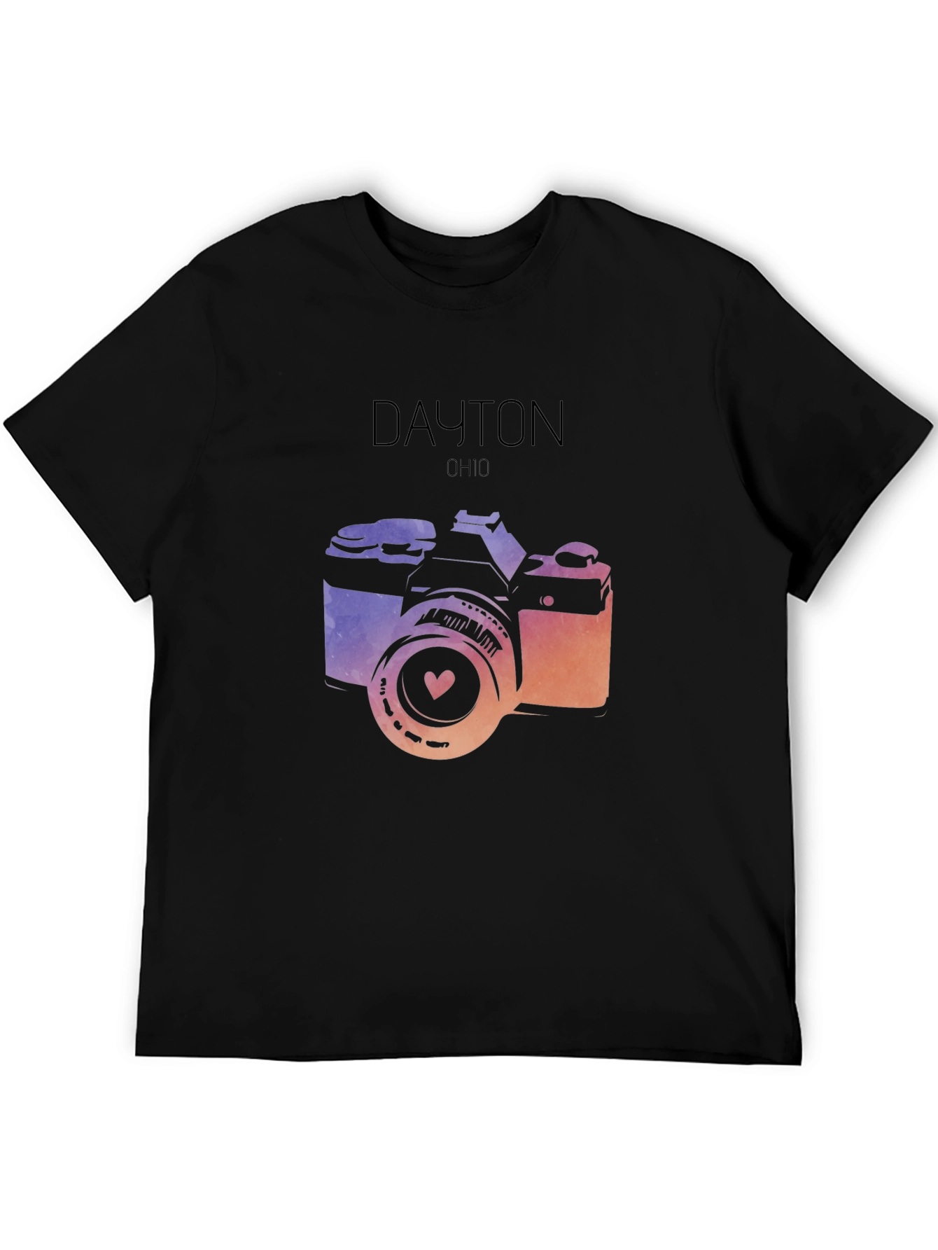 Dayton Ohio Camera Graphic Black T-Shirt
