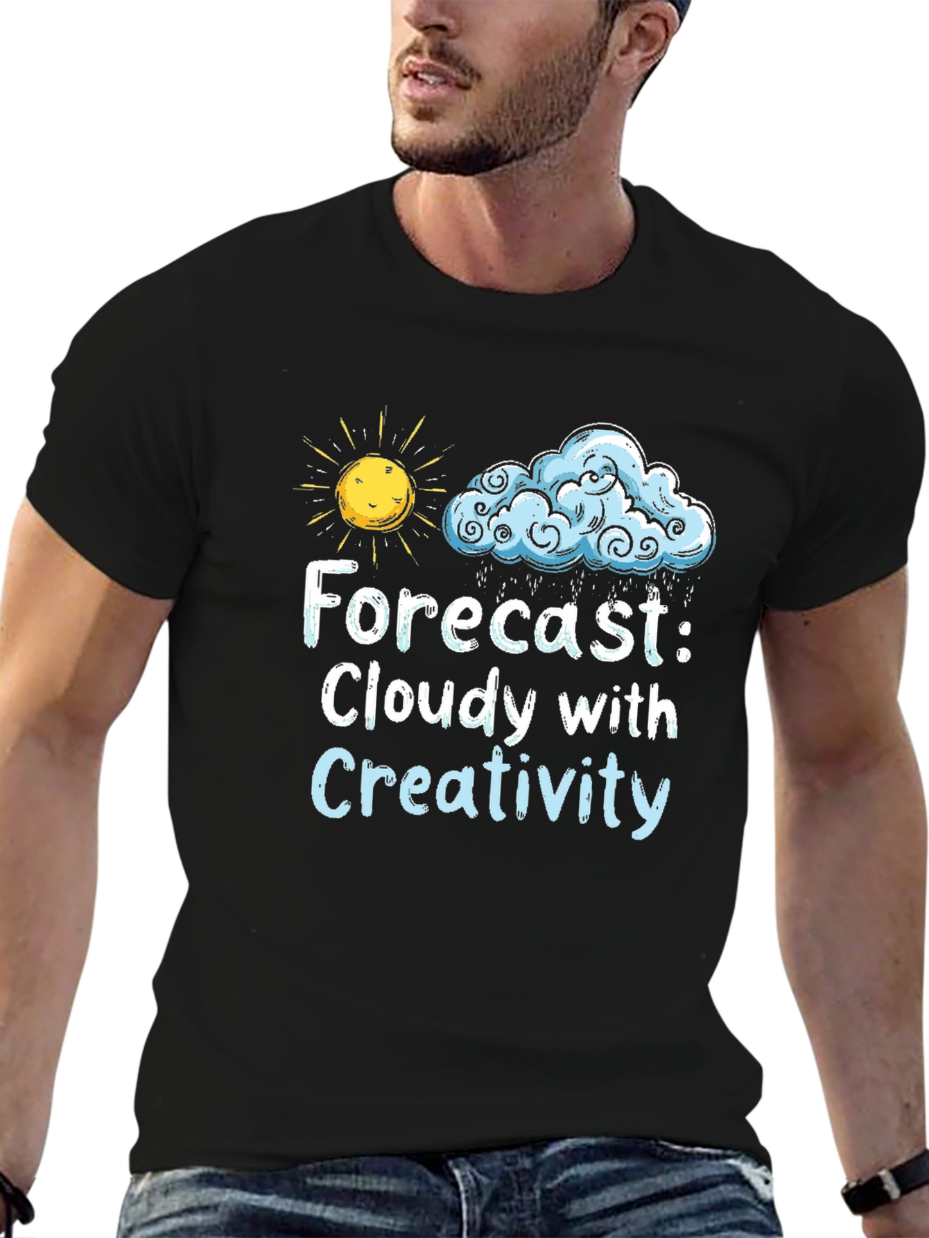 Cloudy Creativity Graphic Tee - Black T-Shirt