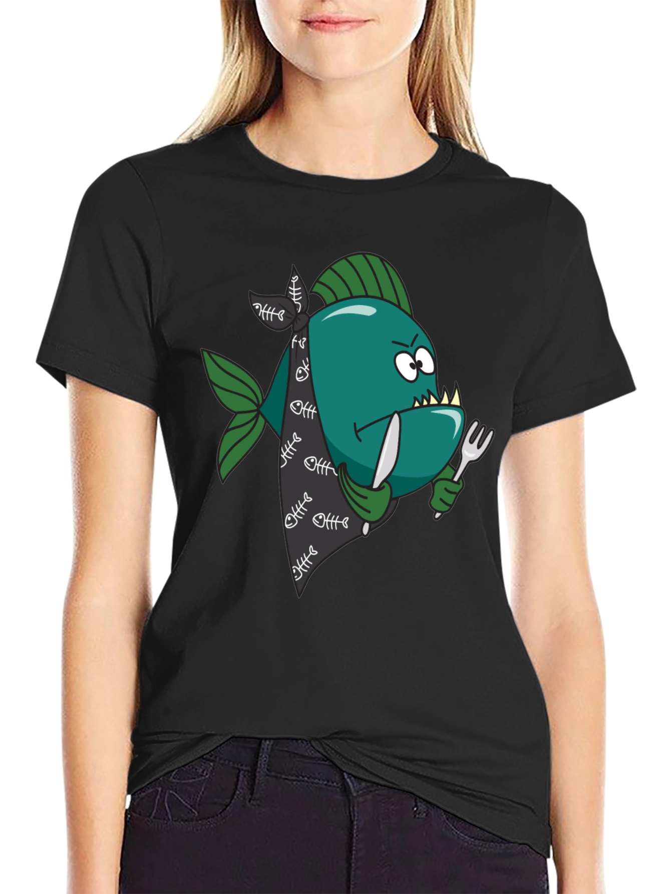 Cartoon Piranha T-Shirt - Graphic Print