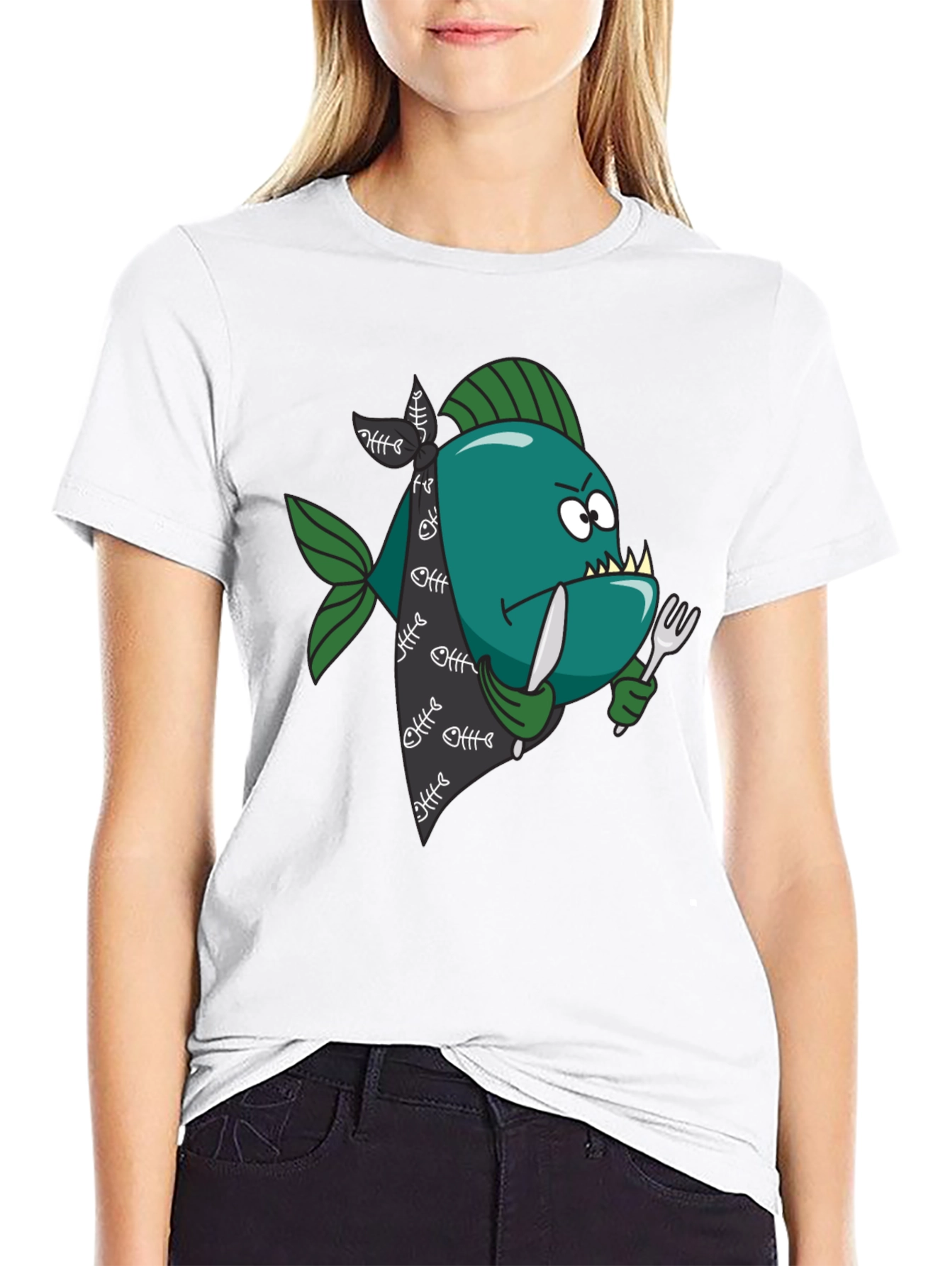 Cartoon Piranha T-Shirt - Graphic Print