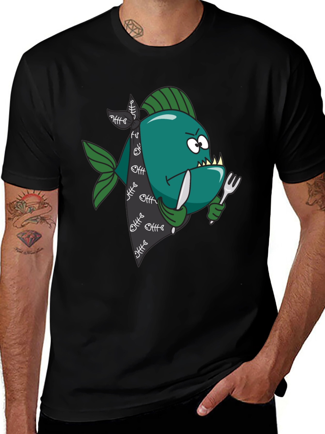 Cartoon Piranha T-Shirt - Graphic Print