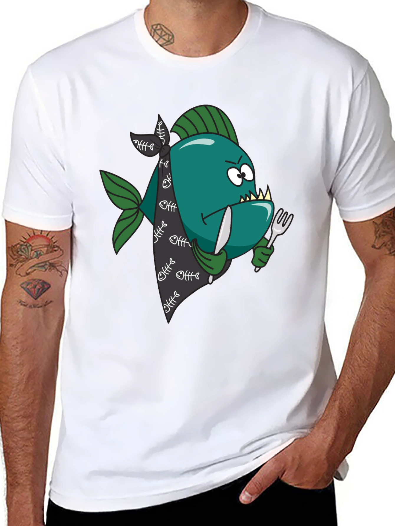 Cartoon Piranha T-Shirt - Graphic Print