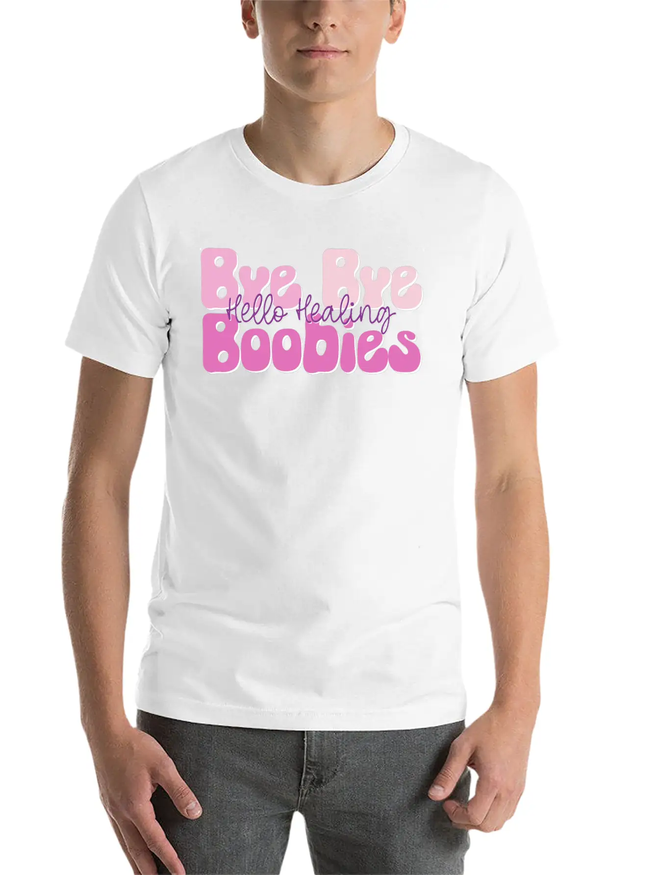 Bye Bye Boobies Hello Healing Unisex Casual T-Shirt – Clean Design For Daily Comfort