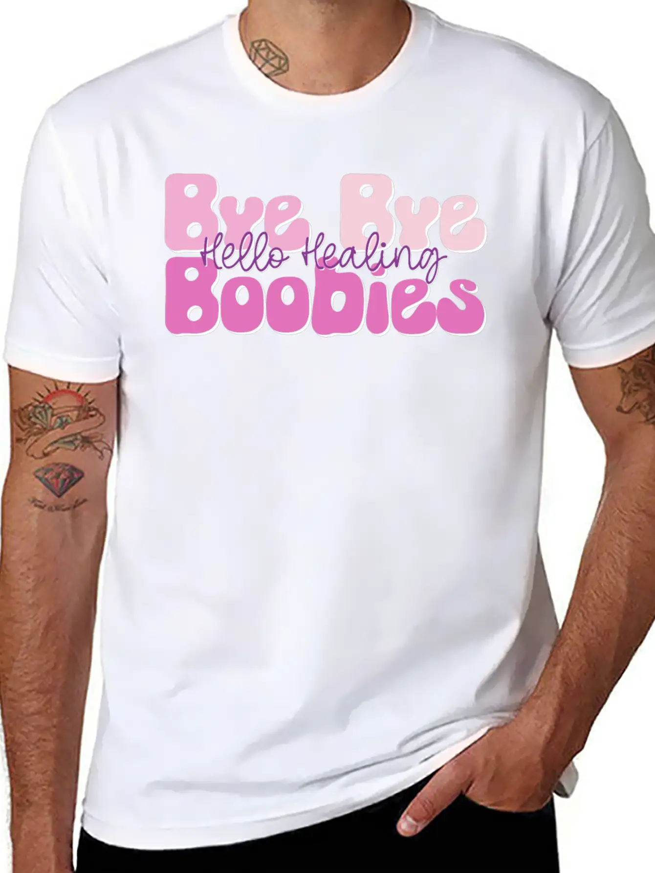 Bye Bye Boobies Hello Healing Unisex Casual T-Shirt – Clean Design For Daily Comfort