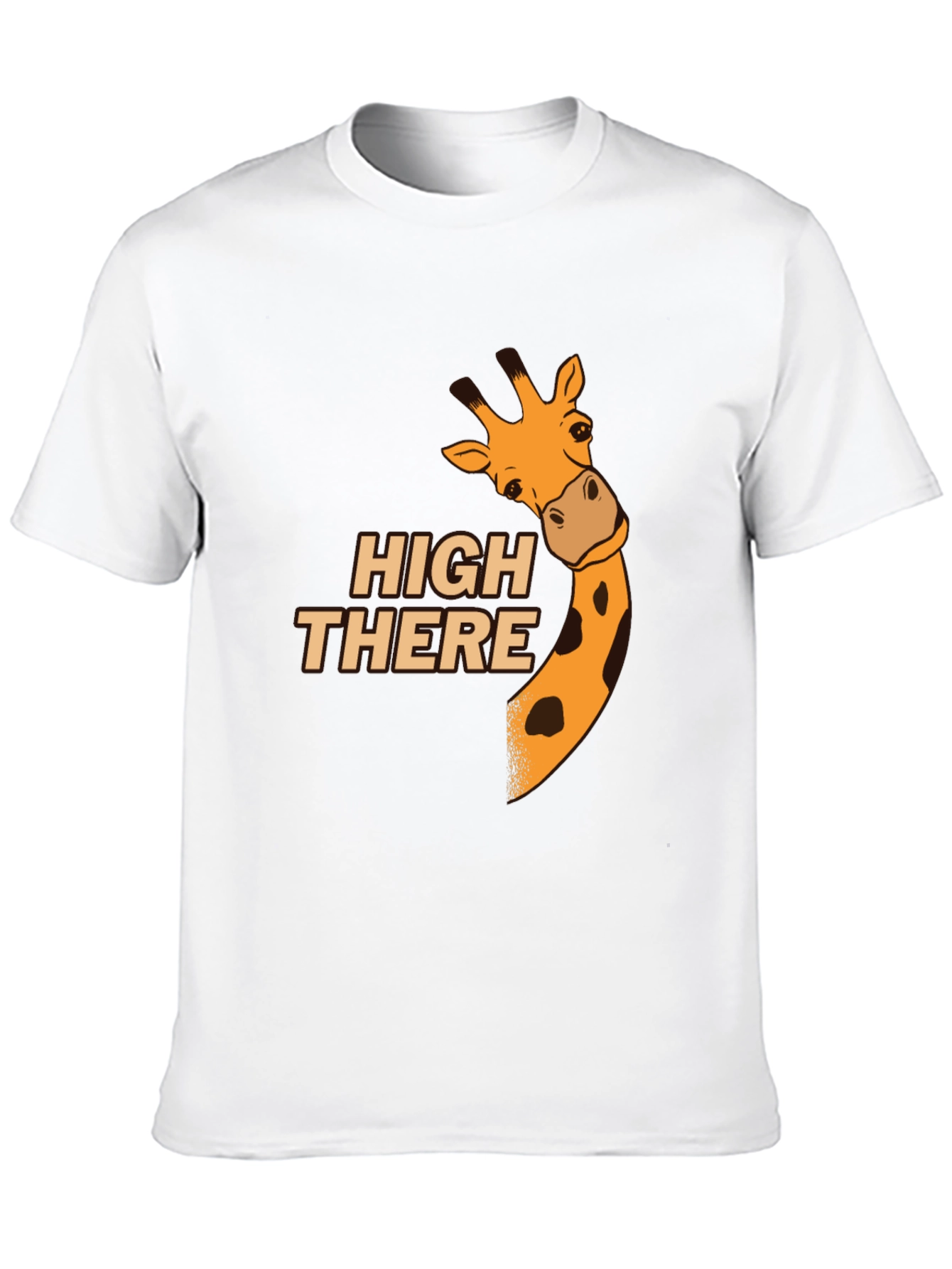 High There Giraffe Graphic T-Shirt - Black Cotton Blend