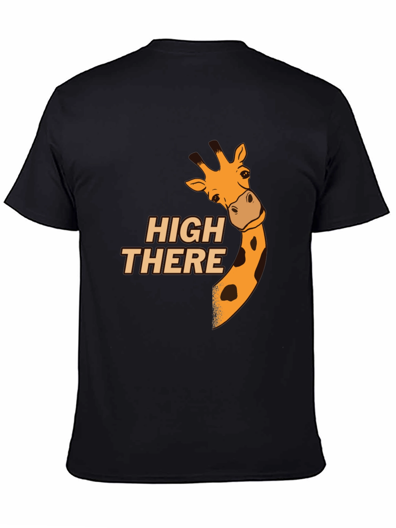 High There Giraffe Graphic T-Shirt - Black Cotton Blend