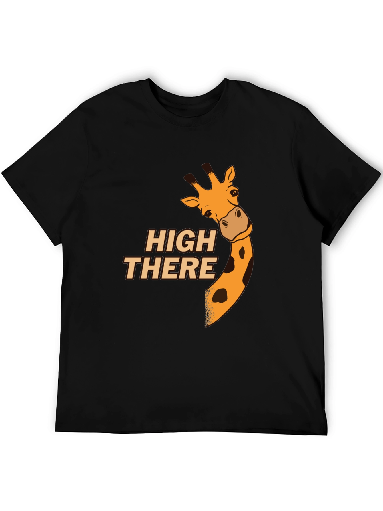 High There Giraffe Graphic T-Shirt - Black Cotton Blend