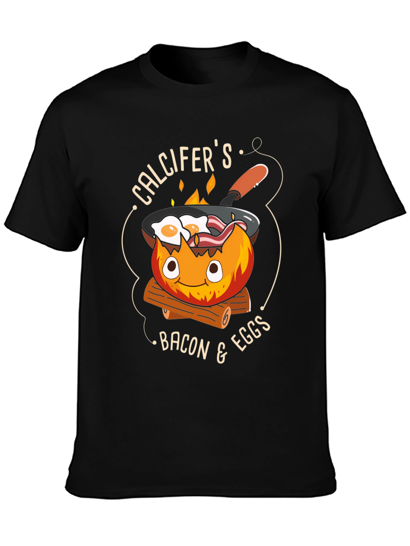 Calcifers Bacon & Eggs Black T-Shirt