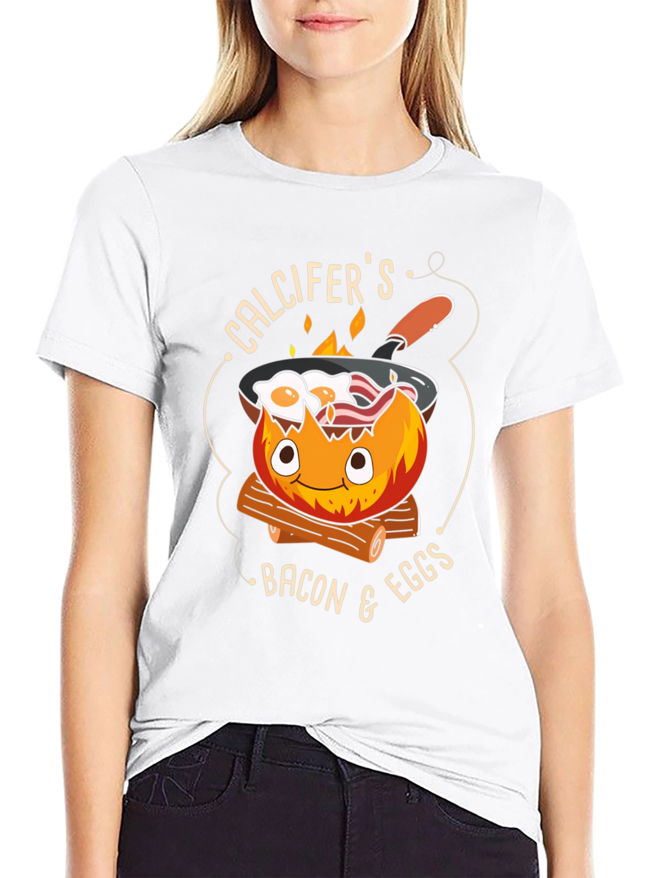 Calcifers Bacon & Eggs Black T-Shirt