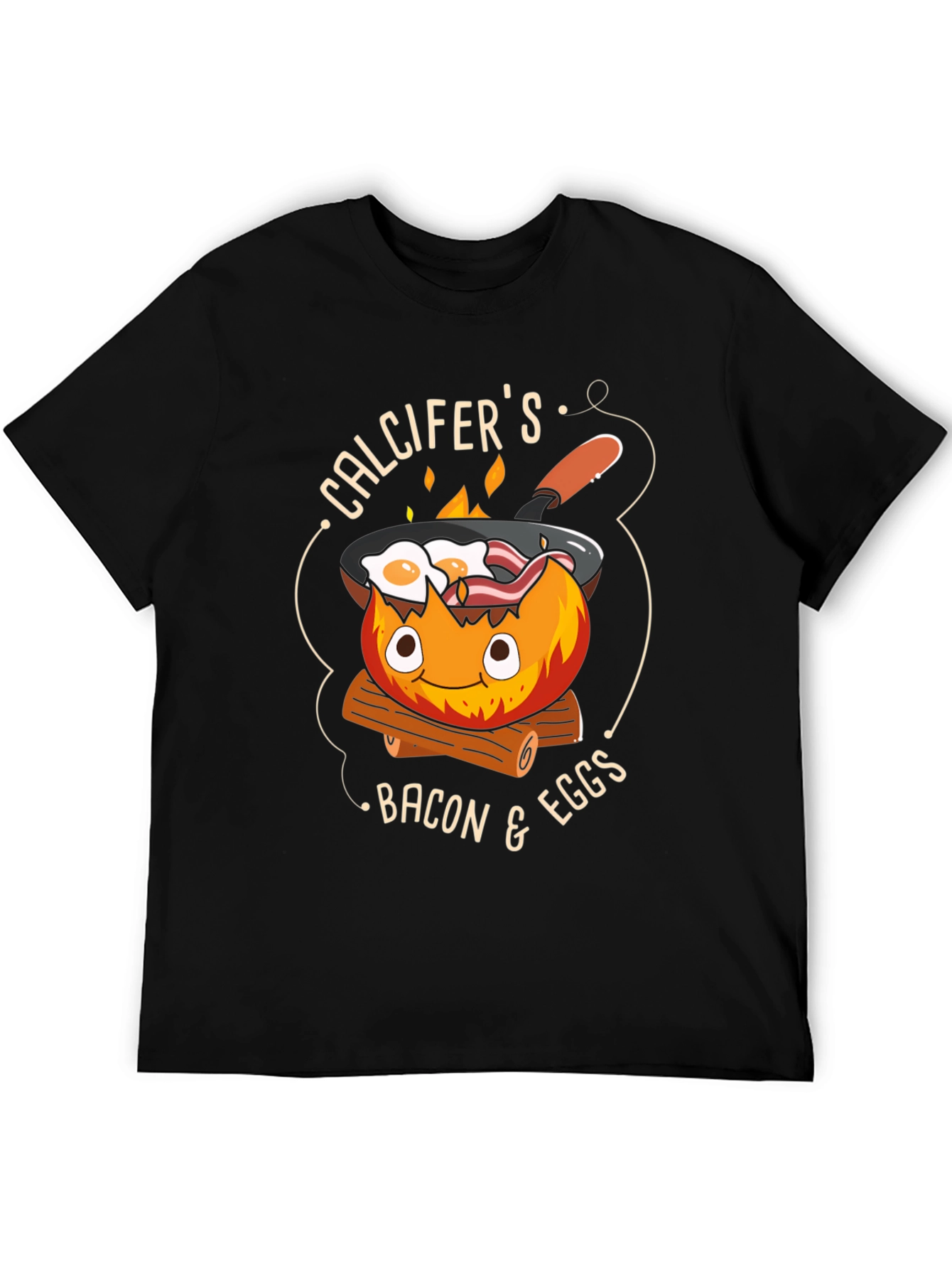 Calcifers Bacon & Eggs Black T-Shirt