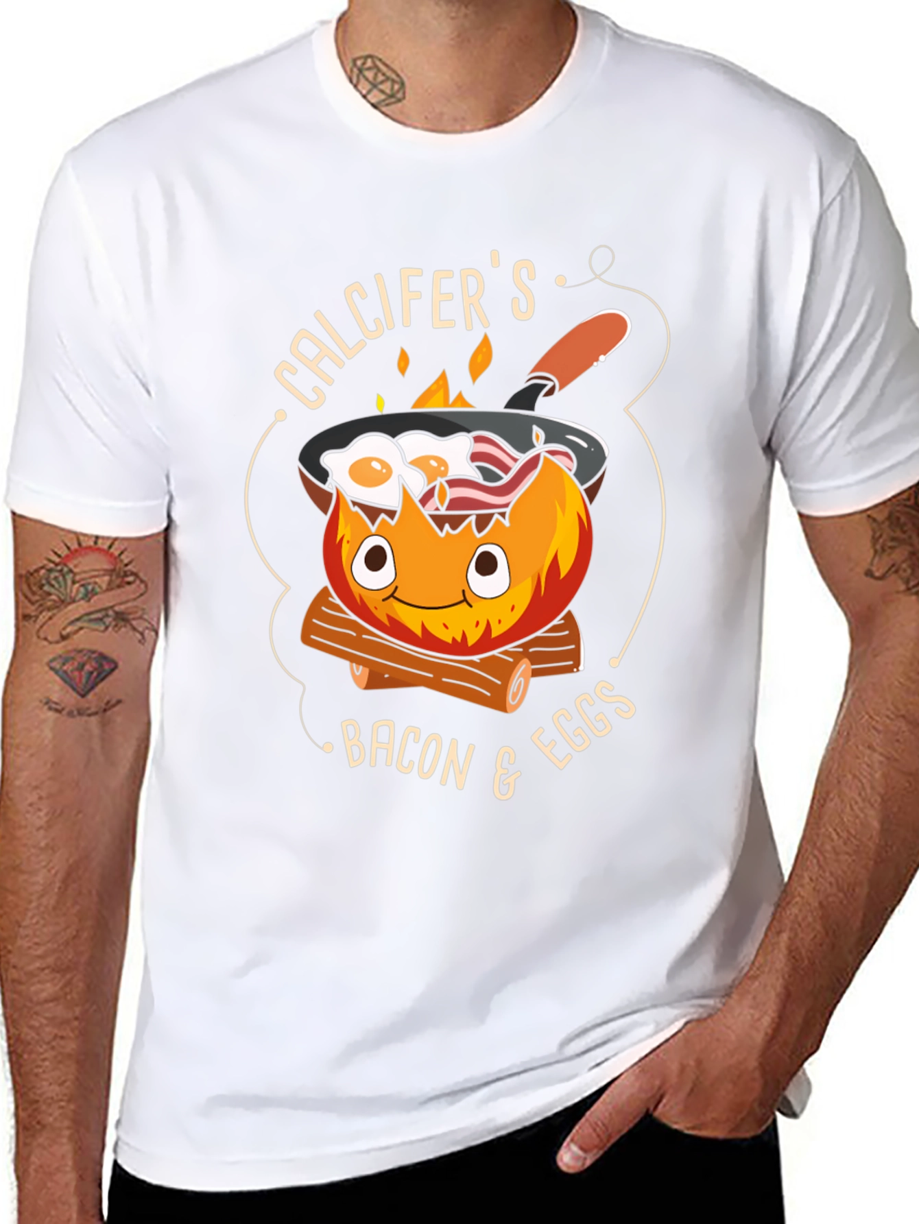 Calcifers Bacon & Eggs Black T-Shirt