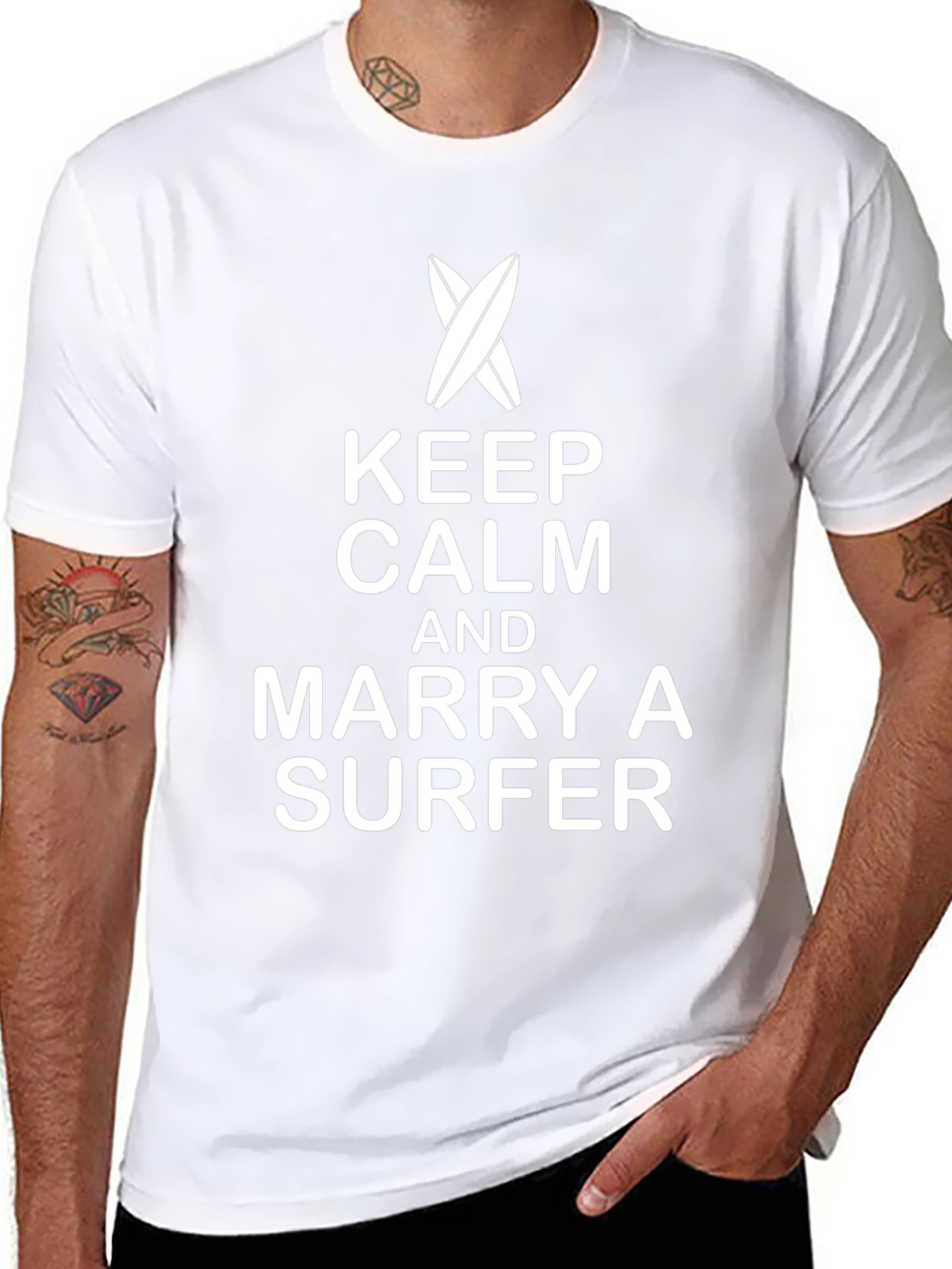 Keep Calm Marry a Surfer Black Graphic Tee