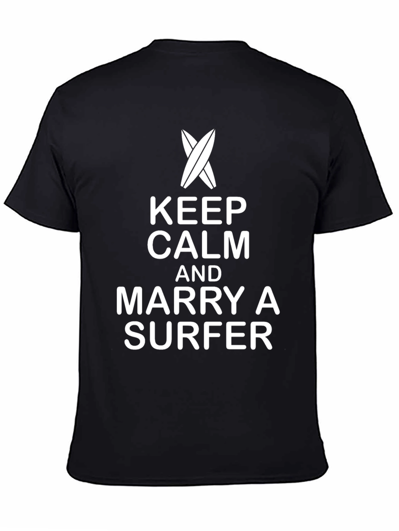Keep Calm Marry a Surfer Black Graphic Tee