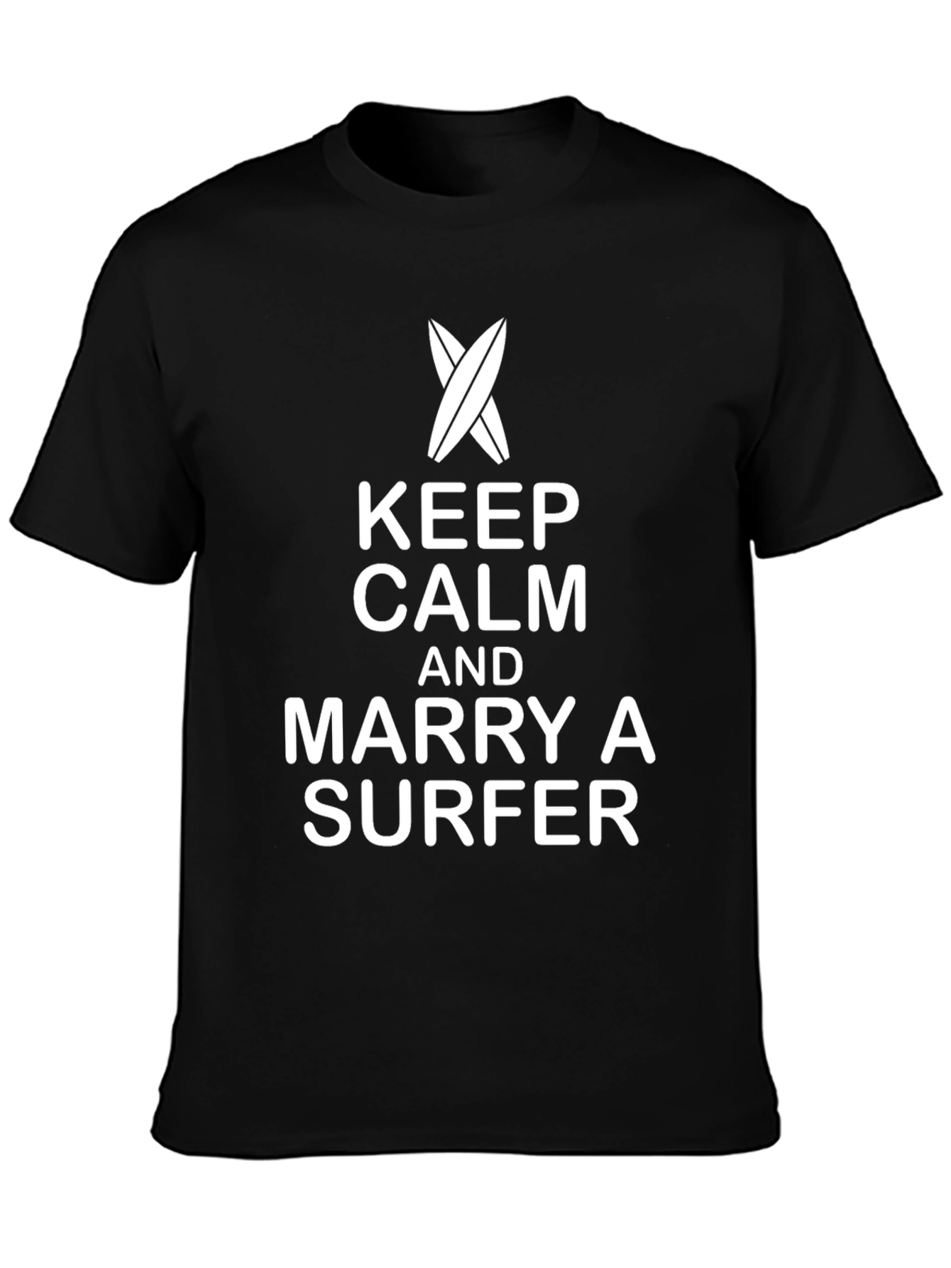 Keep Calm Marry a Surfer Black Graphic Tee