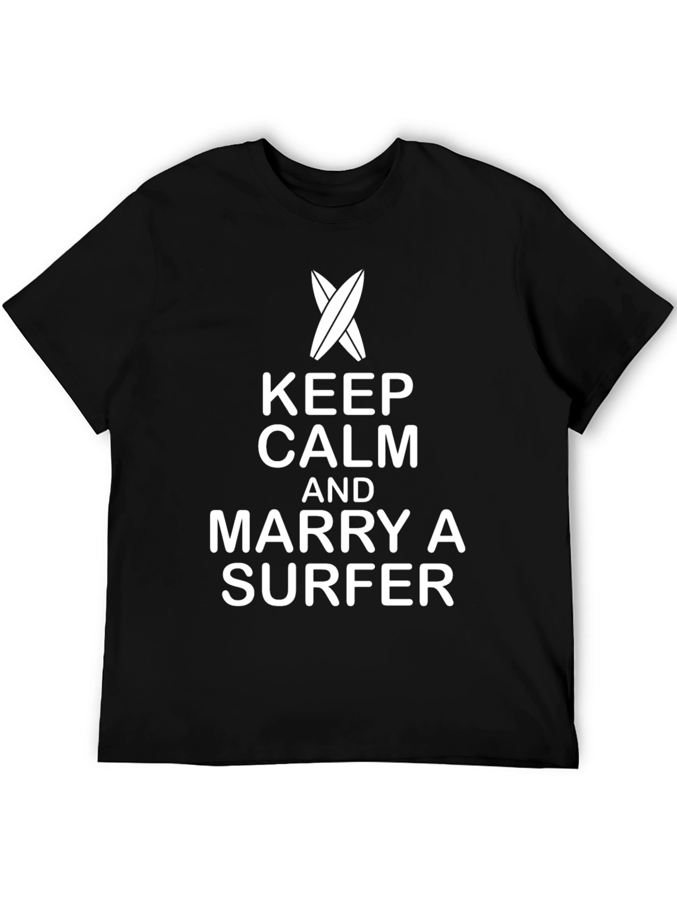 Keep Calm Marry a Surfer Black Graphic Tee