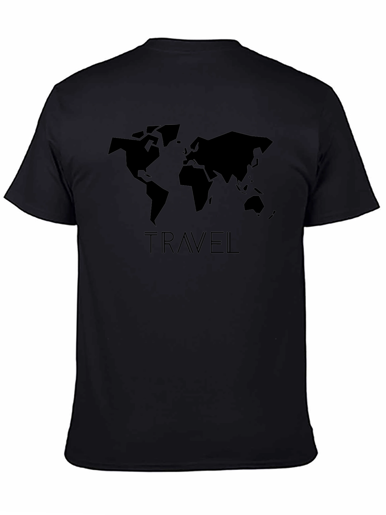 Travel World Map Graphic Tee - Black