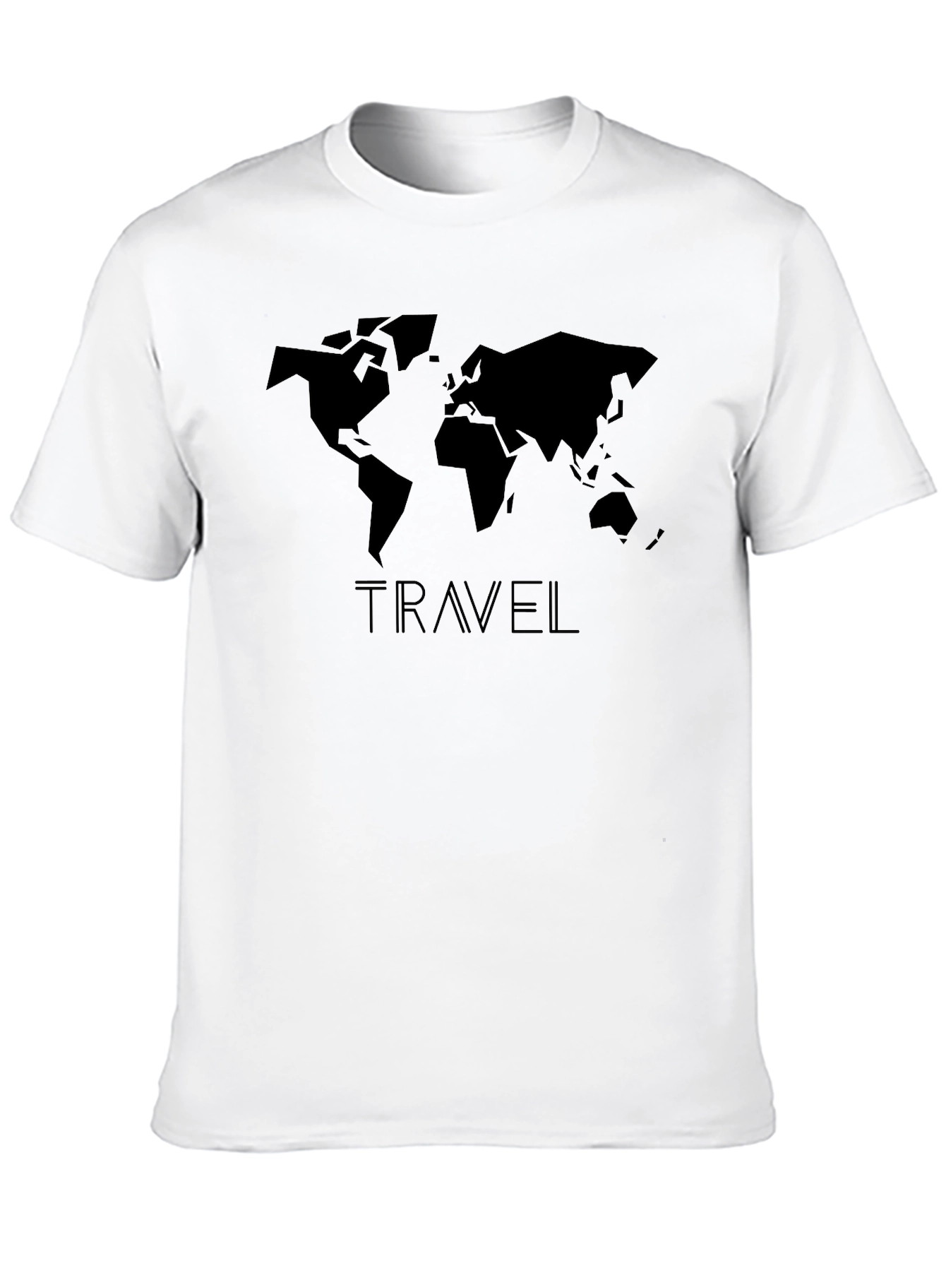 Travel World Map Graphic Tee - Black