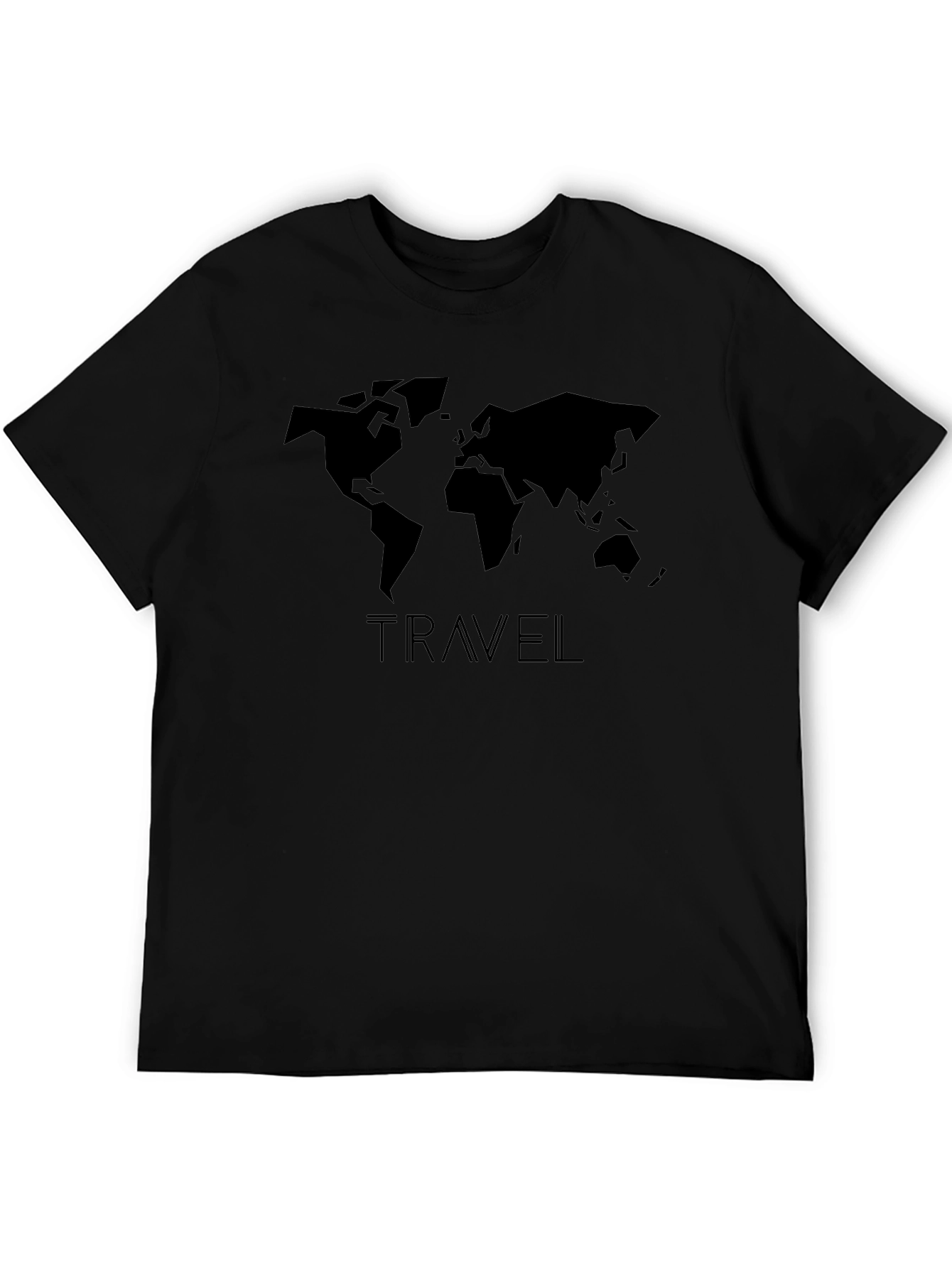 Travel World Map Graphic Tee - Black