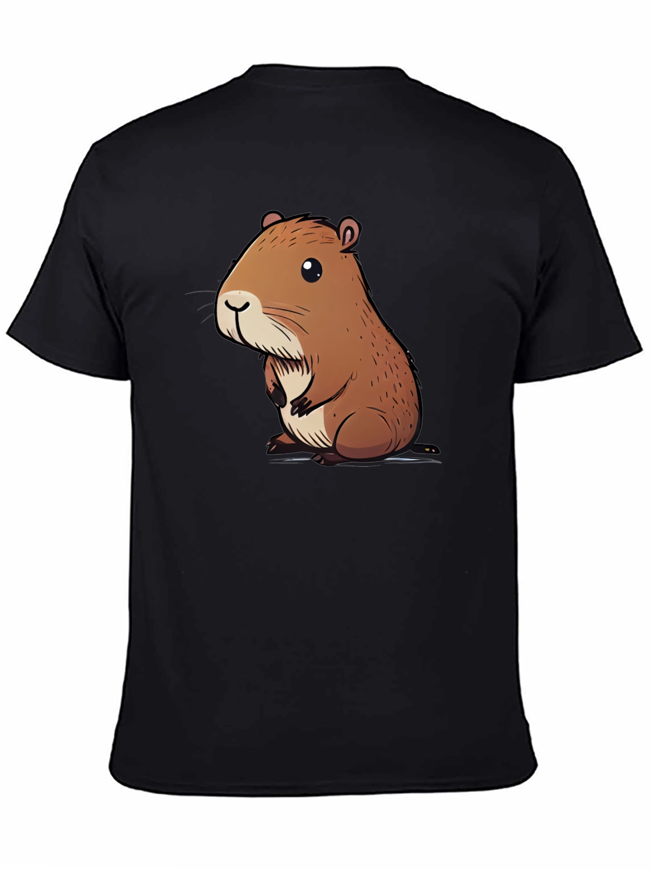 Cute Capybara Graphic Tee - Soft Black Cotton