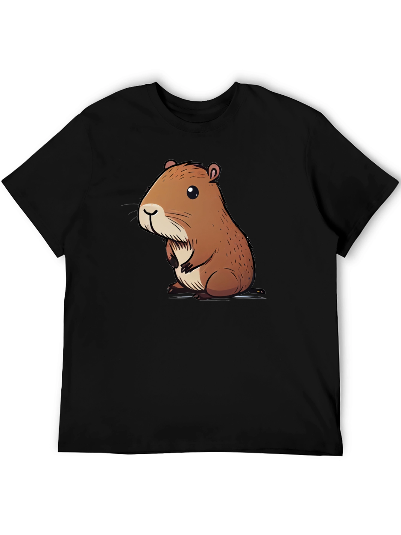 Cute Capybara Graphic Tee - Soft Black Cotton