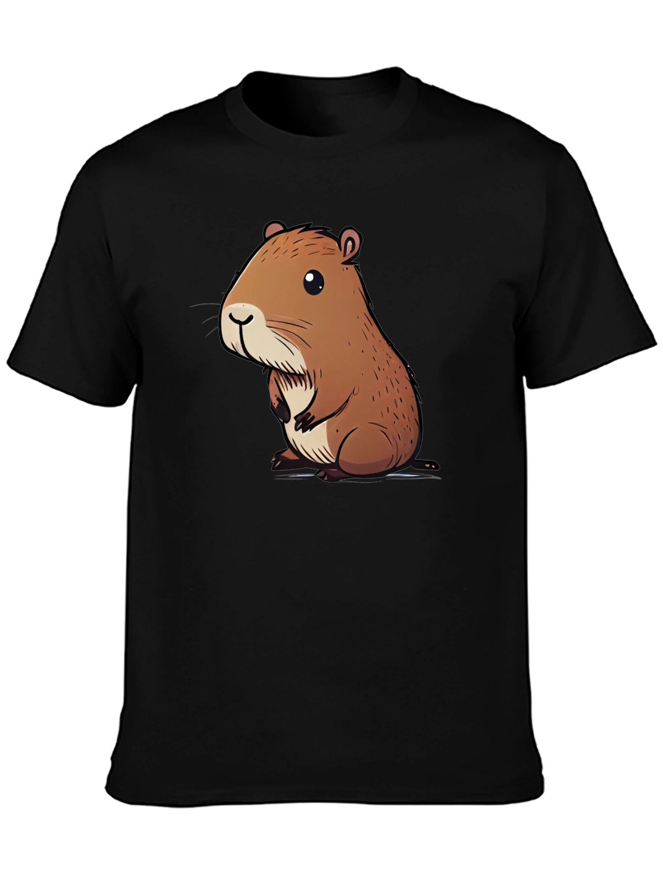 Cute Capybara Graphic Tee - Soft Black Cotton