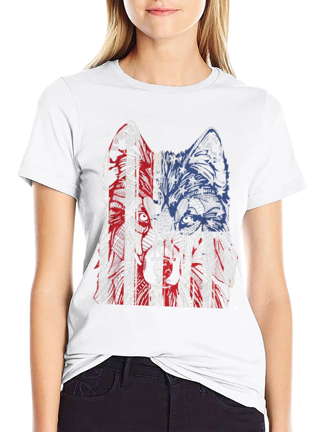 Patriotic Wolf Graphic Tee - Unisex Black T-Shirt