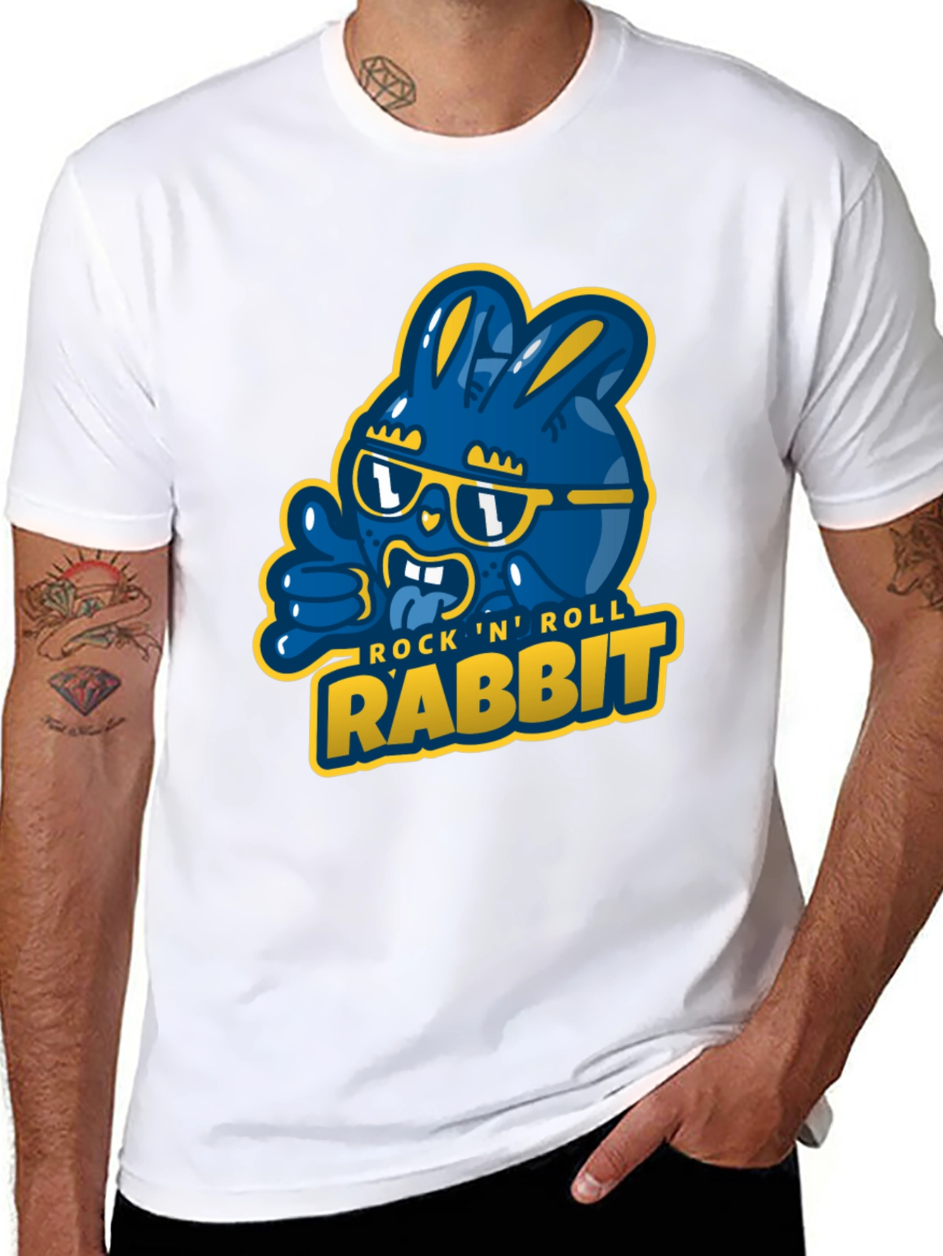 Rock N Roll Rabbit Black Graphic T-Shirt